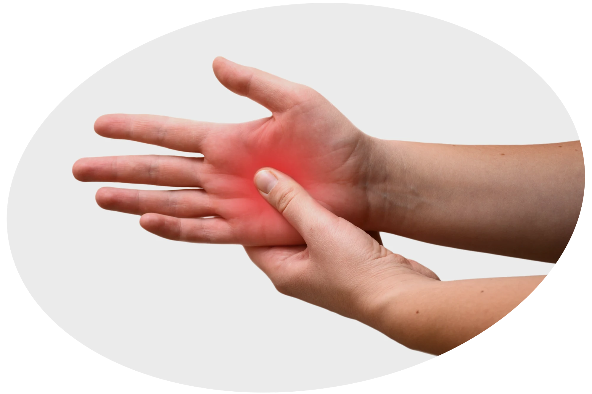Photo of man rubbing his hand to relieve pain.